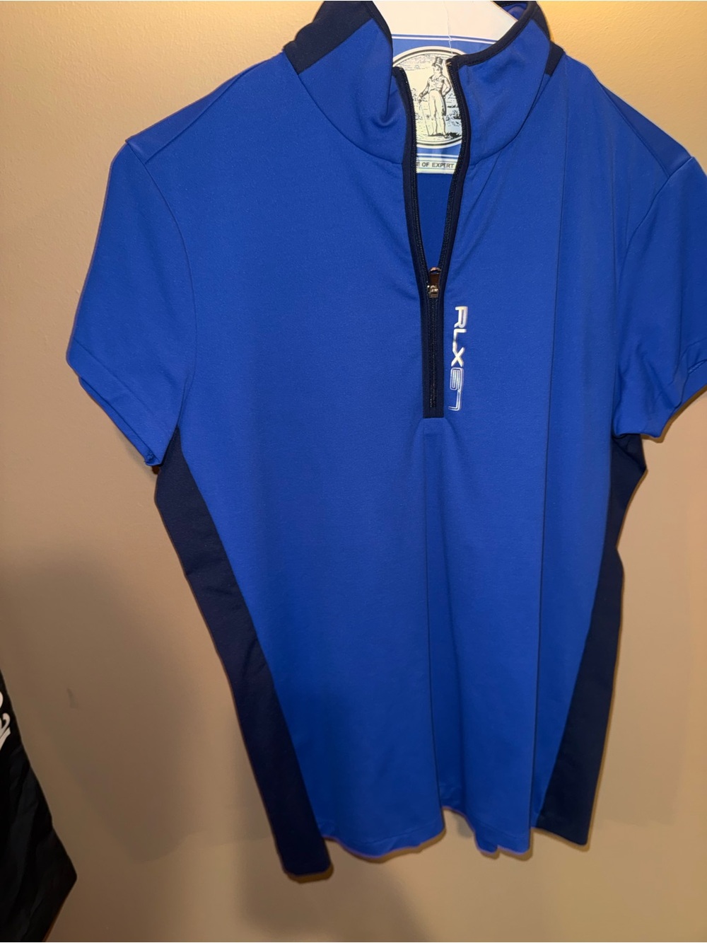 RLX Ralph Lauren Royal Blue Short-Sleeve Quarter-Zip Polo with Navy Panels